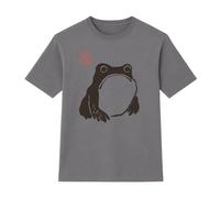 A&M Natural Living Matsumoto Hoji Frog T-Shirt, Small Dusty Lilac Grumpy Frog Japanese Artwork Tshirt, 100% Cotton Novelty