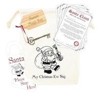 A&M Natural Living Santa Key and Christmas Eve Bag Set, Includes 1 x Santas Magic Key, 1 x Bag, 10 x Letters From Santa and 1 x Stocking Door Hanger, The Perfect Traditional For Kids