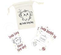 A&M Natural Living Tooth Fairy Bag Set, Kit Includes 1 x Tooth Bag, 20 x A7 Certificates and 1 x Door Hanger, Designed and Printed in The UK
