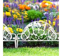 A/M Waroomss Pack Of 4 Garden Border Edging Fence,White Edgings Splicable And Detachable Plastic Fence Butterfly Lawn Edge Garden Outdoor Pastoral Fence Wedding Decoration Fence Small Fence,48x30cm
