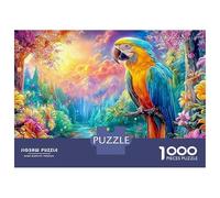 A Macaw on A Branch by A Waterfall 1000 Piece Jigsaw Puzzle Colorful Parrot Classic Game for Kids & Adults, Recycled 38x26cm/1000pcs