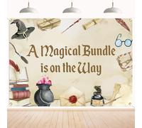 A Magical Bundle is on The Way Backdrop - Magical Theme Baby Shower Decor, Magical Wizard Baby Shower Decorations 7x5ft