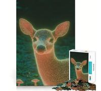 A Magical Deer with Glowing Antlers in An Enchanted Forest Jigsaw for Teenagers1000 Pieces Calm Game Bright Color Fun Challenge Christmas Surprise (50x75cm)