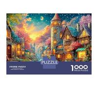 A Magical Old Village Under The Moon 1000 Piece Jigsaw Puzzle European Town Perfect Birthday Present for Kids & Adults 38x26cm/1000pcs