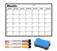 (A) Magnetic Fridge Calendar Whiteboard with Dry-erase Marker Erasable Reusable Refrigerator Weekly Planner Sticker Magnet for Kitchen
