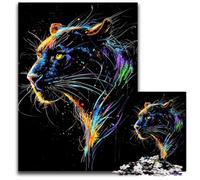 A Majestic Black Panther Neon Portrait Jigsaw Puzzles for Adults 1000 Piece Wooden Puzzles Perfect for Family Gatherings Birthdays Holidays 1000 PCS(75x50cm)