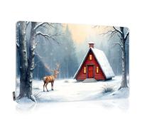 A Majestic Deer Stands Guard In Front Of A Cozy Nice Framed - Posters Birthday Hanging Wall Decor(20X30CM)