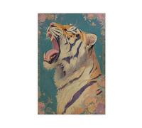 A Majestic Roaring Tiger in Art Nouveau Style, A Retro Animal. Canvas Poster Wall Art Decor Print Picture Paintings for Living Room Bedroom Decoration 12x18inch(30x45cm)