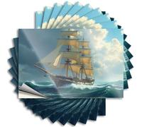 A Majestic Sailing Ship Navigates Through Turbulent Waters Under A Dramatic Sky. Neutral Decal | Bar Room Decor Waterproof Vinyl Bumper Teens Removable Decal Peel Stick(12X18CM)