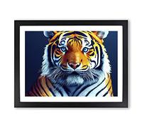 A Majestic Tiger Framed Print | A3 Black Framed Wall Art | Ready to Hang | Modern Animal Picture | Living Room Bedroom Lounge Office