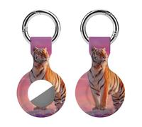 A Majestic Tiger Novelty Holder Cases Compatible with AirTag Silicone GPS Trackers Cover Keychain