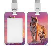 A Majestic Tiger Printed Badge Holder with Lanyard Plastic Name ID Card Cases Work Tag