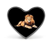 A Male Lion Cute Brooch Badge Metal Heart Shaped Lapel Pins for Men Women Clothes Bag Hat Jewelry Accessories