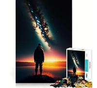 A Man Alone on A Star Plan Adults Puzzles 1000 Piece Jigsaws Brain Skill Good Thick Pattern Assemble Night Game (50x75cm)