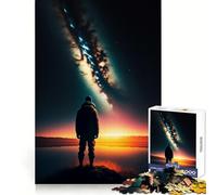 A Man Alone on A Star Plan Adults Puzzles 1000 Piece Jigsaws Brain Skill Good Thick Pattern Assemble Night Game (50x75cm)