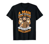 A Man Needs Beer and A Bulldog. Dog Lovers Humor T-Shirt