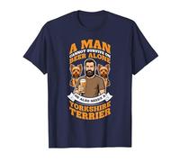 A Man Needs Beer and A Yorkshire Terrier. Dog Lovers Humor T-Shirt, Men, Navy Blue, 3X-Large