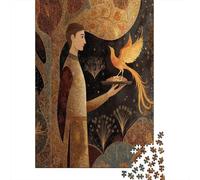 A Man Presents A Golden Dish Jigsaw Puzzles for Adults And Kids. 1000 Pieces A Firebird Flies Up from The Dish Whimsical Challenge Toy Educational Game Home Decor 38x26cm/1000pcs