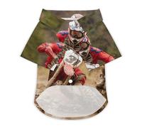A Man Riding Dirt Bike Dog Shirts Summer Pet Clothes Comfort T-Shirts Short Sleeveless Top for Cats Dogs