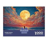 A Man Walks Along The Beach Under Moonlight 1000 Pieces Eco-friendly Paper Puzzle Premium Jigsaw Puzzle Tree Girl Impossible Hard Difficult Birthday Toy Puzzles For Home Decoration 70x50cm/1000pcs