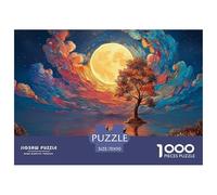 A Man Walks Along The Beach Under Moonlight 1000 Pieces Eco-friendly Paper Sturdy Cardboard Jigsaw Puzzle Set Yellow Moon Impossible Hard Difficult Birthday Toy Jigsaw As Birthday Gifts 70x50cm/1000pc
