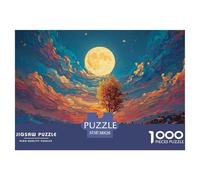 A Man Walks Along The Beach Under Moonlight 1000 Pieces Extra-thick Cardboard DIY Jigsaw Puzzle Yellow Moon Stress Releasing Birthday Toy Puzzles Gifts for Family, Friends 38x26cm/1000pcs