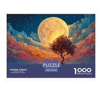 A Man Walks Along The Beach Under Moonlight 1000 Pieces Extra-thick Cardboard Jigsaw Puzzle Bundle Yellow Moon Challenging And Educational Family Game Puzzles Gifts for Family, Friends 70x50cm/1000pcs