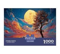 A Man Walks Along The Beach Under Moonlight 1000 Pieces Extra-thick Cardboard Jigsaw Puzzle Yellow Moon Stress Releasing Birthday Toy Puzzles For Adults And Kids 52x38cm/1000pcs