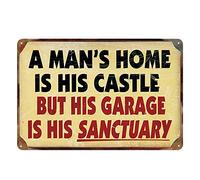 A Man's home is his Castle but his Garage is his Sanctuary Metal tin sign for Bar Cafe Garage Wall Decor Retro Vintage 20x30 cm
