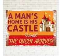 A MAN'S HOME Is His Castle Retro Metal Sign Man Cave Bar Pub Plaque Vintage Gift