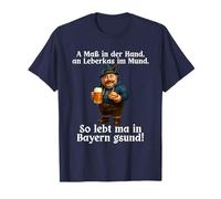 a maß in der Hand an leberkas im Mund so lebt ma T-Shirt
