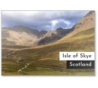 A Meandering Tourist Path Cuts Through The Verdant Valley of The Isle of Skye, Leading Adventurers Towards The Fairy Pools Under A Dramatic Sky, Fridge Magnet