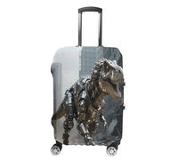A Mechanical Dinosaur in A Ruined City Luggage Cover, A Mechanical Dinosaur in A Ruined City Design Suitcase Protector, Personalized Stretchable Washable Travel Sleeve for 19-32 Inch Luggage X-Large