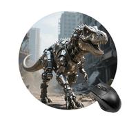 A Mechanical Dinosaur in A Ruined City Round Mouse Pad, Non-Slip Rubber Mouse Mat, Ultra-Thin Waterproof & Portable Gaming Mouses Mat for Office, PC, Laptop, Console Gamers