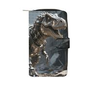 A Mechanical Dinosaur in A Ruined City Wallet for Men Women PU Leather Wallet Long Wallets Bifold Wallets with 12 Card Holder