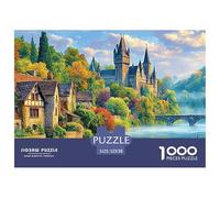 A_medieval_castle_perched_on_the_banks_of_an_ancient_river Jigsaw Puzzles Puzzles for Adults Kids. 1000 Pieces Castle by River Autumn Trees Great Gifts Challenge Toy Educational Games Home Decoration