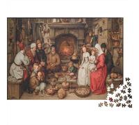 A Medieval Family Sitting Around The Fire Jigsaw Puzzles Challenge Toy Educational Games Home Decoration for Adults& Teenager Age 14 Years Up 1000pcs (75x50cm)