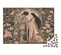 A Medieval Knight in Silver Armor And A Woman in A Long Dress Puzzles Gemusterte Nachhaltige Puzzles Für Erwachsene Hochwertige Holzspielpuzzles 52x38cm/1000pcs