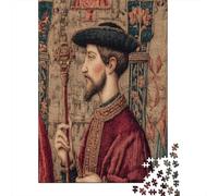 A Medieval Tapestry Depicting A Man Holding A Scepter. Puzzle 38x26cm/1000pcs Erwachsene Puzzle,Home Decor