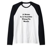 A Meme is A Terrible Thing to Waste Funny Quote Raglan Baseball Tee