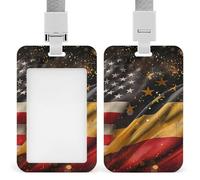 A-mericans and German Flags Card Holder Cute ID Badge Holders Card Protector for Office Work Women Men