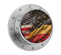 A-mericans andan Flags Kitchen Timer Magnetic Backing Desk Timer Clock for Cooking Work