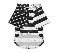A-mericans U.S Flag Black And White Hawaii Shirt Print Dog Clothes T-Shirt Beach for Puppy Cat XL
