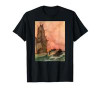 A Mermaid Lies Peacefully in The Water Under A Colorful Sky T-Shirt