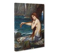 A Mermaid Vol.1 By John William Waterhouse Classic Painting Canvas Wall Art Print Ready to Hang, Framed Picture for Living Room Bedroom Home Office Décor, 24x16 Inch (60x40 cm)