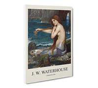 A Mermaid Vol.1 By John William Waterhouse Exhibition Museum Painting Canvas Wall Art Print Ready to Hang, Framed Picture for Living Room Bedroom Home Office Décor, 20x14 Inch (50x35 cm)