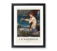A Mermaid Vol.1 By John William Waterhouse Exhibition Museum Painting Framed Wall Art Print, Ready to Hang Picture for Living Room Bedroom Home Office Décor, Black A3 (34 x 46 cm)