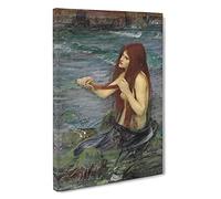 A Mermaid Vol.2 By John William Waterhouse Canvas Print for Living Room Bedroom Home Office Décor, Wall Art Picture Ready to Hang, 30 x 20 Inch (76 x 50 cm)