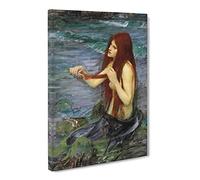 A Mermaid Vol.2 By John William Waterhouse Classic Painting Canvas Wall Art Print Ready to Hang, Framed Picture for Living Room Bedroom Home Office Décor, 30x20 Inch (76x50 cm)