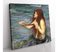 A Mermaid Vol.2 by John William Waterhouse Classic Painting Canvas Wall Art Print Ready to Hang, Framed Picture for Living Room Bedroom Home Office Décor, 50x50 cm (20x20 Inch)